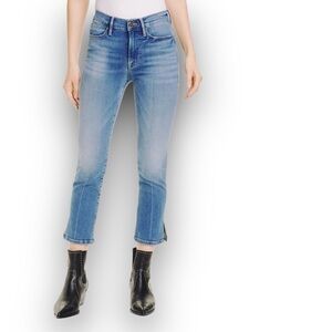 FRAME Denim ‘Le High Straight’ Cropped Ankle Slit Jeans in “Caroline” Wash Sz 32